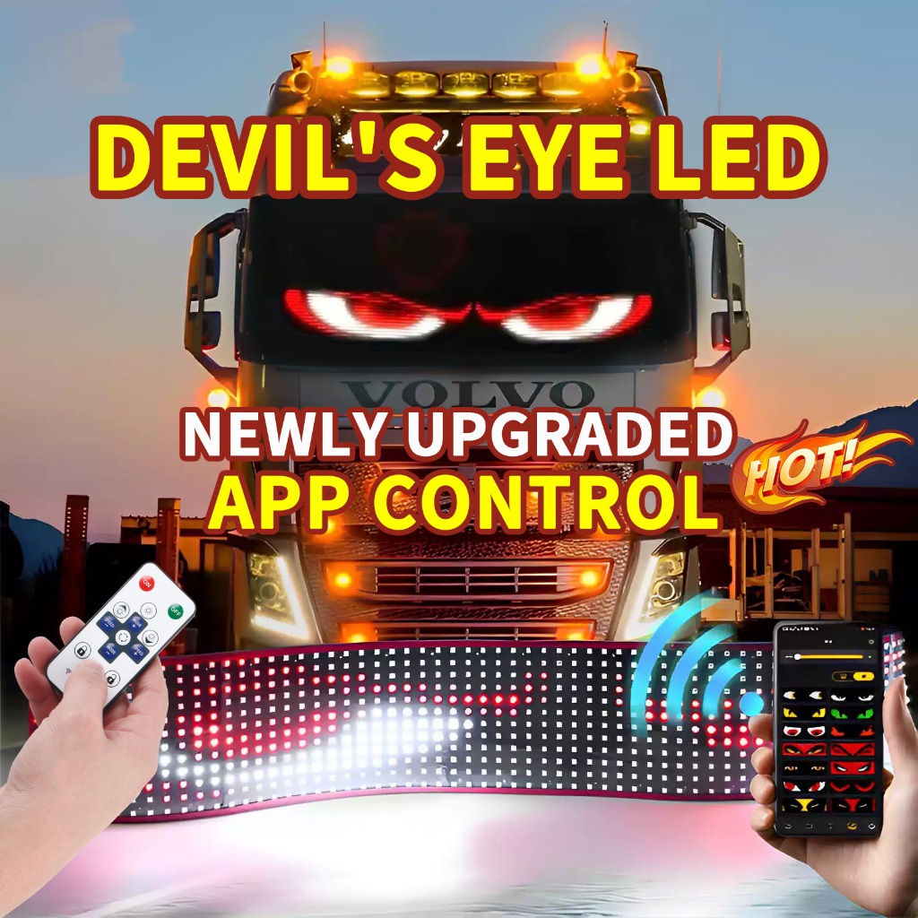 24V รถบรรทุก Devil Eye Light รถบรรทุกจอแสดงผล LED แบบไดนามิกแผงยืดหยุ่น LED Matrix Pixel แผงสไตล์ APP