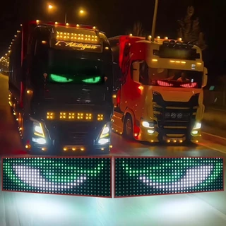 24V รถบรรทุก Devil Eye Light รถบรรทุกจอแสดงผล LED แบบไดนามิกแผงยืดหยุ่น LED Matrix Pixel แผงโปรแกรม APP ควบคุม