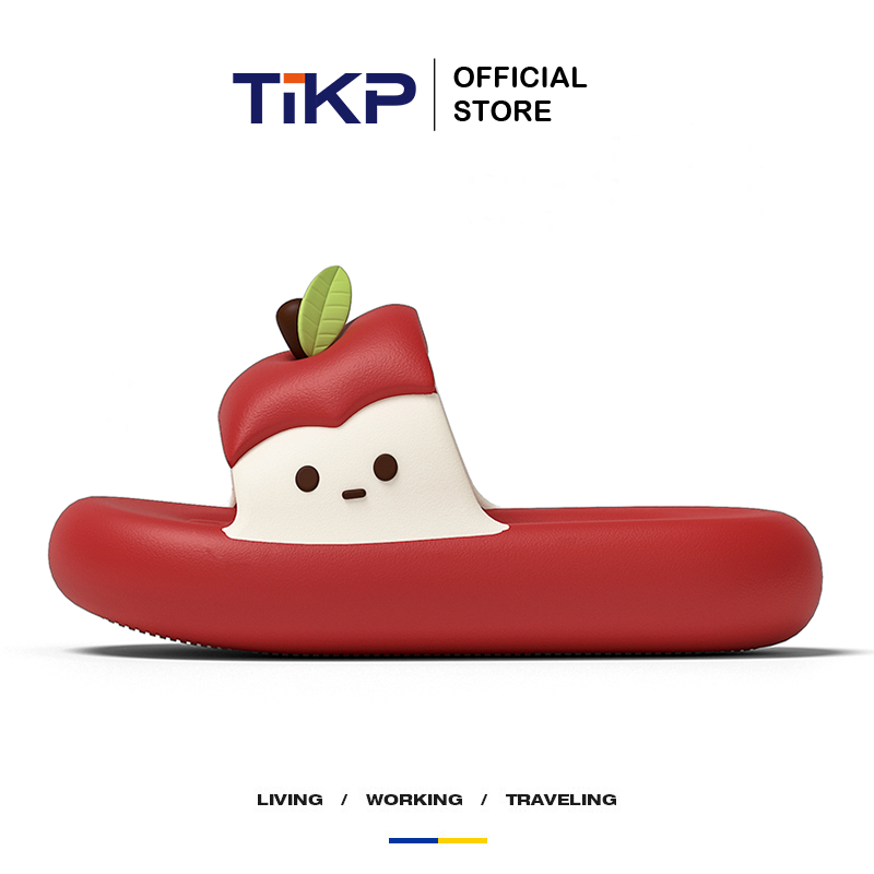 TIKP รองเท้าแตะลายแอปเปิ้ลสุดน่ารักและสร้างสรรค์ใหม่สำหรับผู้หญิง รองเท้าแตะผู้ชายกันลื่นใส่สบาย