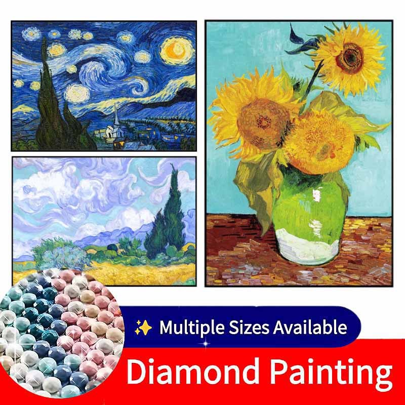 ชุดวาดภาพเพชร Van Gogh Starry Night - สว่านประกายพรีเมี่ยม | บ้านตกแต่งผนังศิลปะ