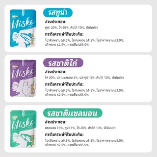 MISKO อาหารแมวเปียก แพ็คคุ้ม 12×80g! ✨ขนสวยโปรตีน+ แซลมอน/ทูน่า/ไก่ เนื้อเจล | ผิว+ย่อย+ความชุ่มชื้น | อาหารหลัก Cat wet food