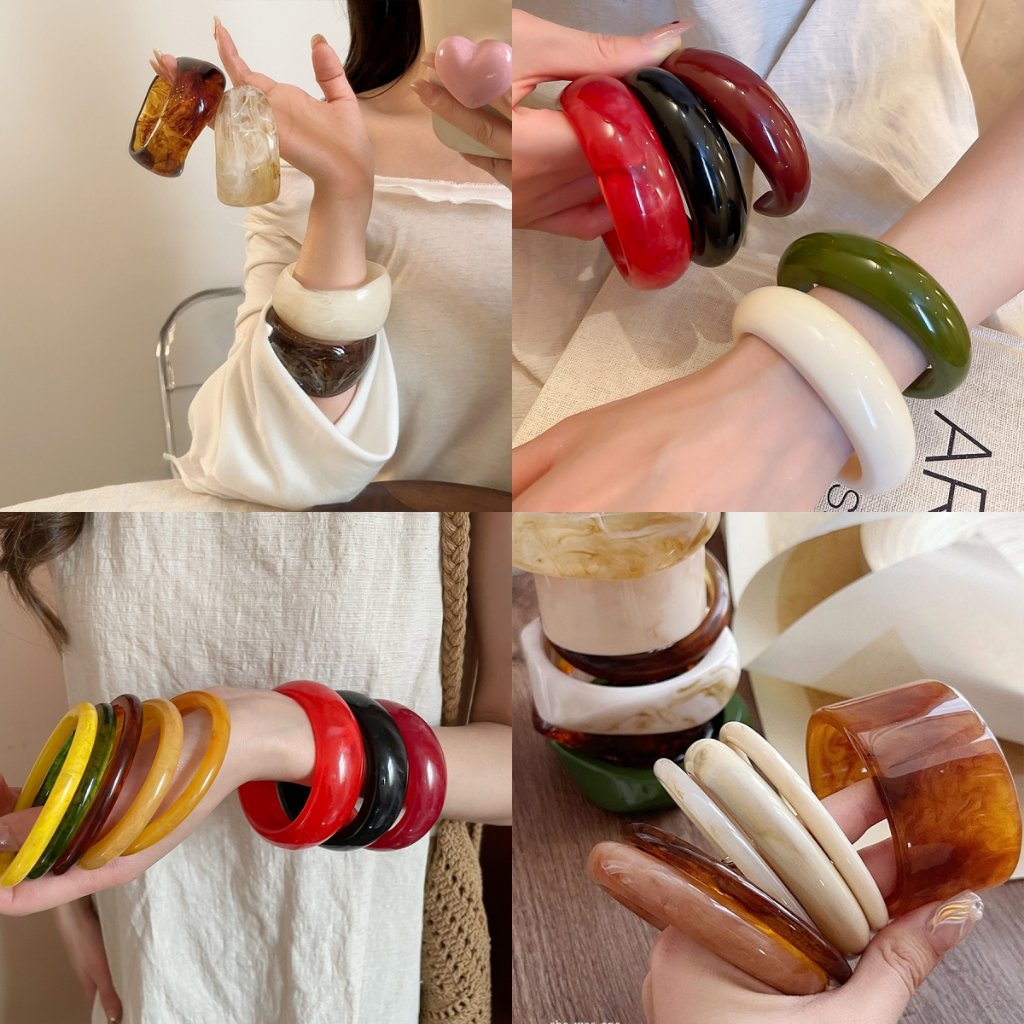 สร้อยข้อมือเรซิ่นลายเรขาคณิต สำหรับผู้หญิง ประดับมือได้น่ารักและเอกลักษณ์
