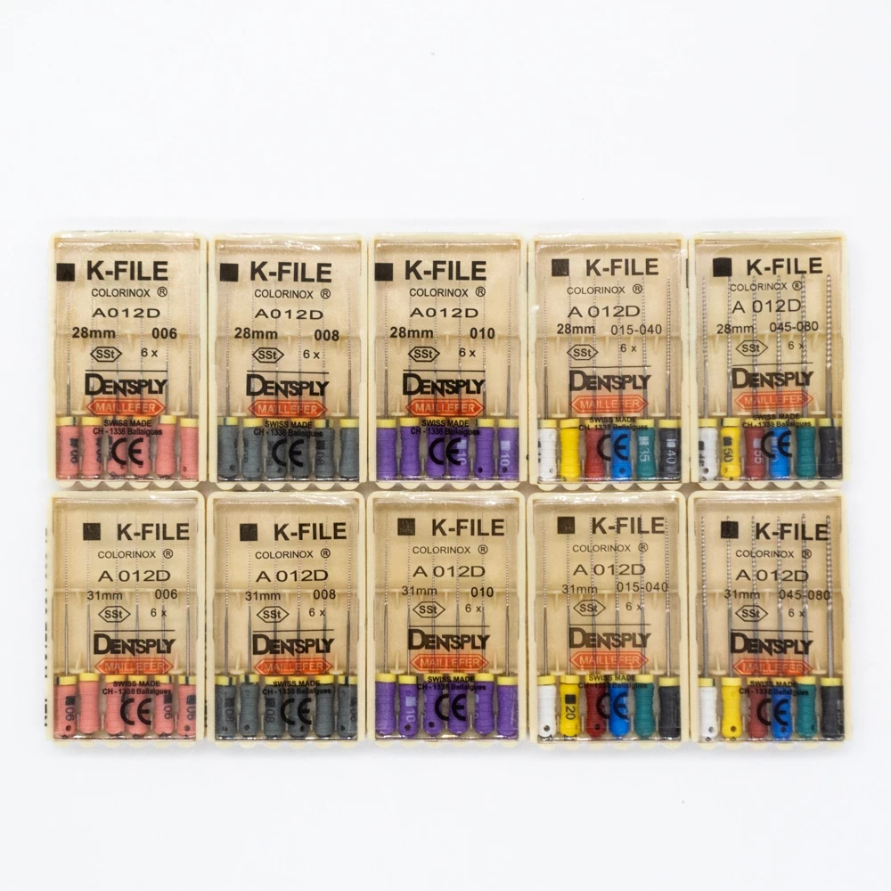 6 ชิ้น/กล่องสแตนเลส Mallifer K-file 21 มม./ 25 มม./ 28 มม./ 31 มม.