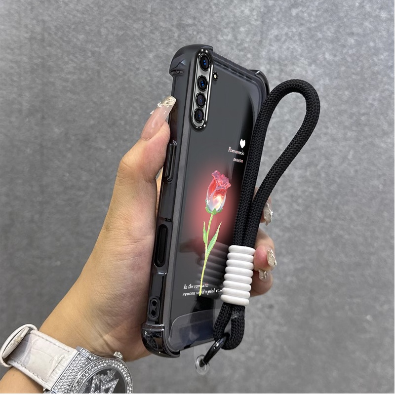 for เคส เคสสําหรับRealme 6 pro Realme 6 เคสโทรศัพท์SoftcaseซิลิโคนกันกระแทกQuadrangleใสพร้อมเชือกเส้นเล็กSJYDMGSKS01