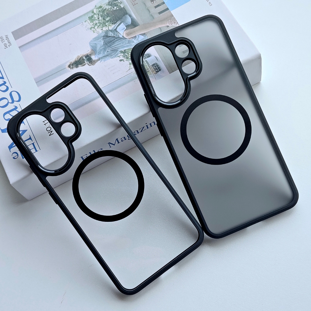 สําหรับVivo V60 X200 Fe s30 pro mini Luxury Matteโปร่งใสแม่เหล็กปกหลังสําหรับVivo X200 Feไร้สายชาร์จ