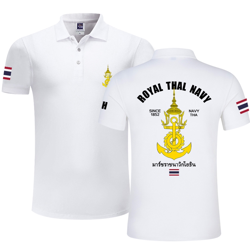 เสื้อโปโลแขนสั้นสำหรับทั้งชายและหญิง แบบไทย-navy สไตล์กองทัพเรือ กองทัพบก และกองทัพอากาศ