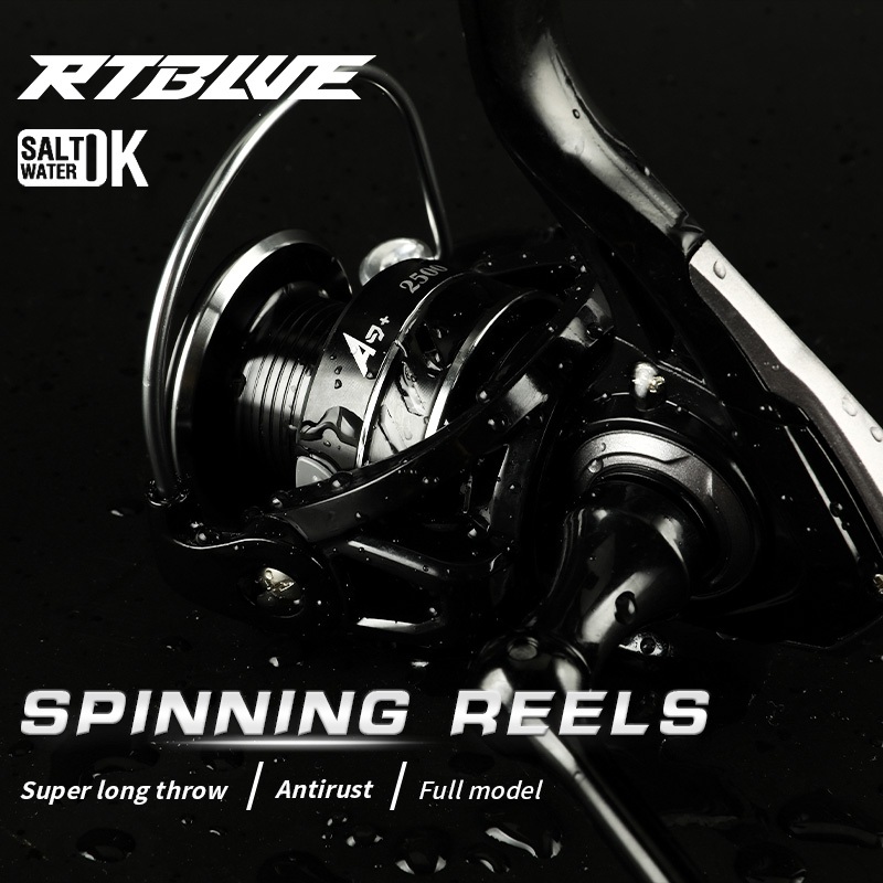 รอกตกปลา BEARKING RTBLUE A9 แบบดึงสองข้าง สปินนิ่งรีล ทนแรงดึงสูงสุด 10 กก., ใช้งานได้ในทุกสภาพน้ำ