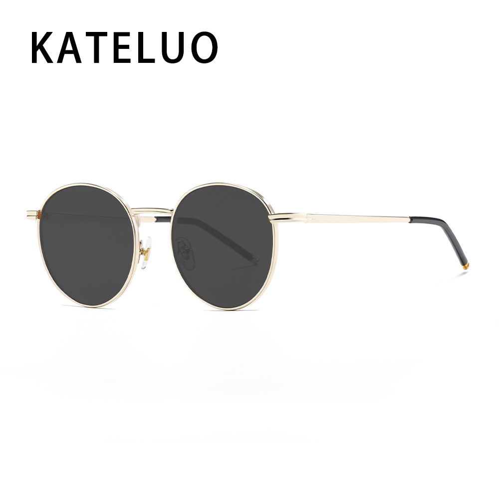 KATELUO แว่นกันแดดนวัตกรรม กรอบโลหะทรงกลมย้อนยุค สไตล์ไฮเอนด์ เหมาะสำหรับใบหน้าเล็ก SZ826