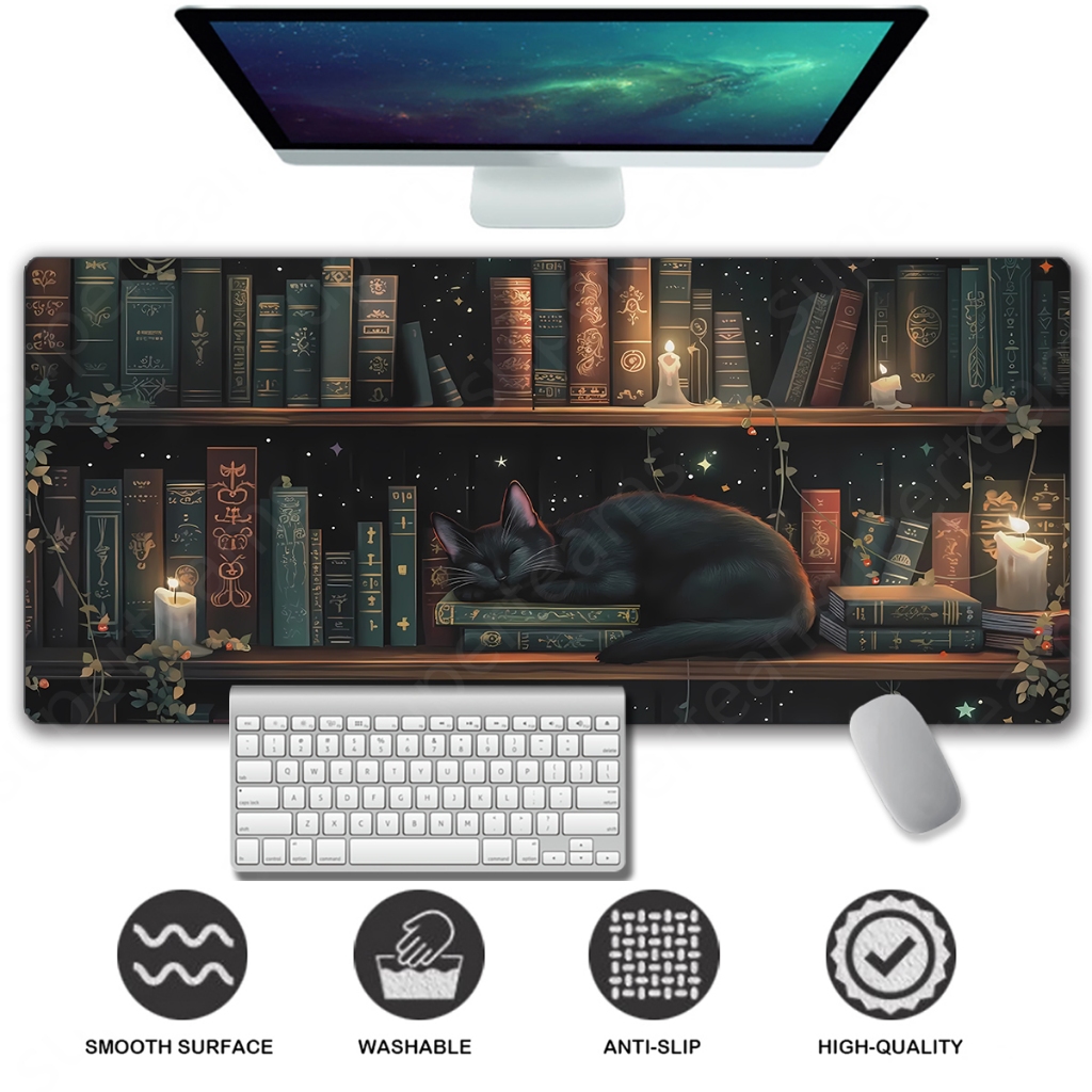 ในขณะที่ แมวและหนังสือโต๊ะเสื่อแฟนตาซีตกแต่งโต๊ะสบาย ๆ ชั้นวางหนังสือแผ่นรองเมาส์ขยายแผ่นรองเมาส์เล่นเกมขนาดใหญ่เย็บขอบแผ่นรองโต๊ะโต๊