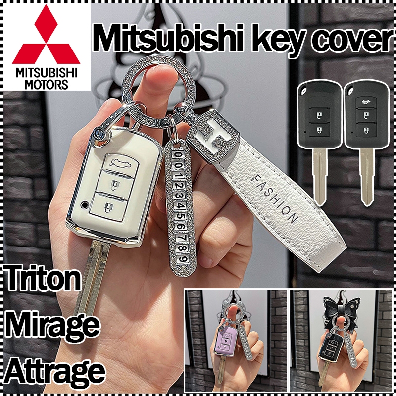 ปลอกกุญแจรีโมทรถยนต์หนังสําหรับ Mitsubishi