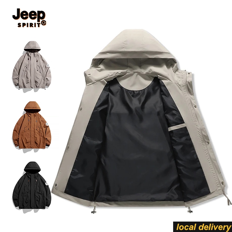 Jeep Spirit Hoodies แจ็คเก็ต Unisex Jogging กีฬาเสื้อกันลมกันลม