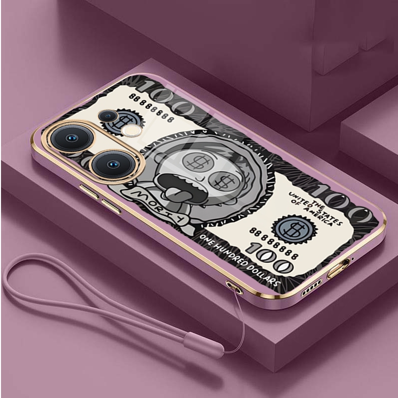 VIVO V60 VivoV60 5G การออกแบบการ์ตูนสแควร์ TPU ฝาหลัง Modi สีลูกกวาด Dollar Soft Case