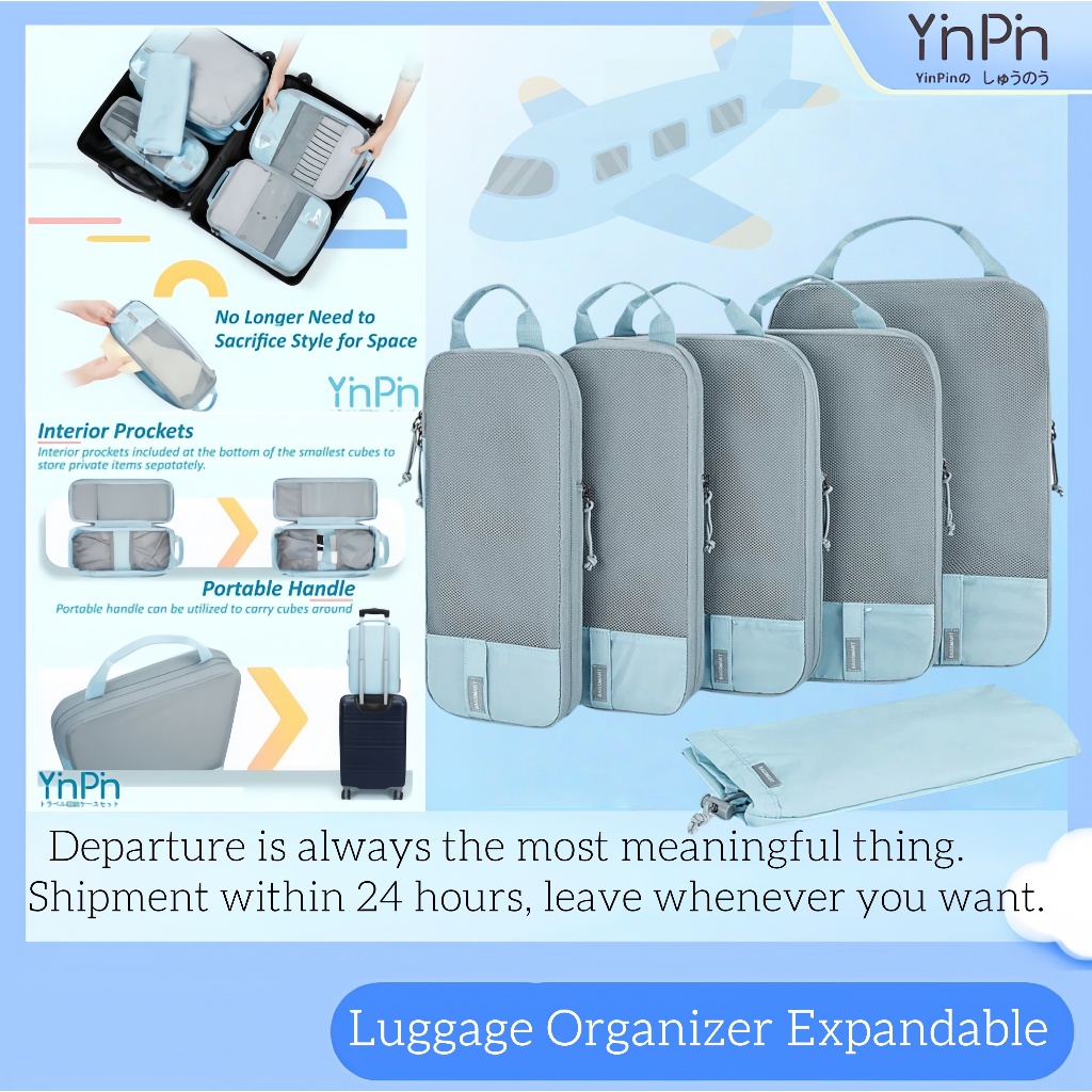 YINPIN ออแกไนเซอร์เสื้อผ้าเดินทาง ความจุสูง จัดระเบียบง่าย  แพ็คคุ้มสำหรับครอบครัว