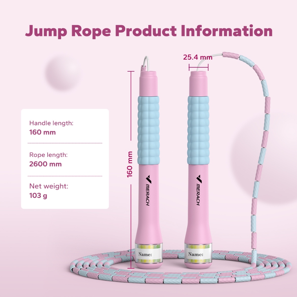MERACH เชือกกระโดด Skipping Rope เชือกกระโดด PVC ปรับความยาวได้ มีด้ามจับนุ่ม สําหรับออกกําลังกาย ราคา ถูกที่สุด ดีลบีเคเค แกลเลอรีภาพที่ 9