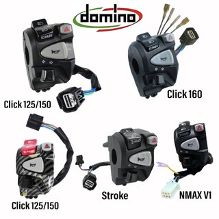 Domino Handle Switch For Honda Click 125/150/160  NMAX V1 with Pssing Light Hazard Light Plug and Play Black Carbon