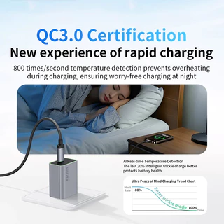 OAISHE สายทอสีดํา+อะแดปเตอร์ พีดี30ว สีเทา แสดงสถานะที่ทนต่อการขีดข่วน รับประกัน 1 ปี