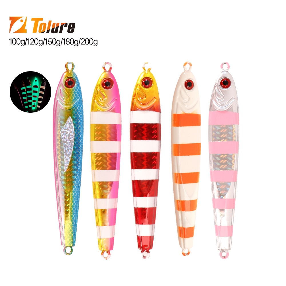 Tolure JIG LURE สำหรับตกปลาทะเล ขนาด 100g-200g เคลือบเลเซอร์และมีแสงสว่าง
