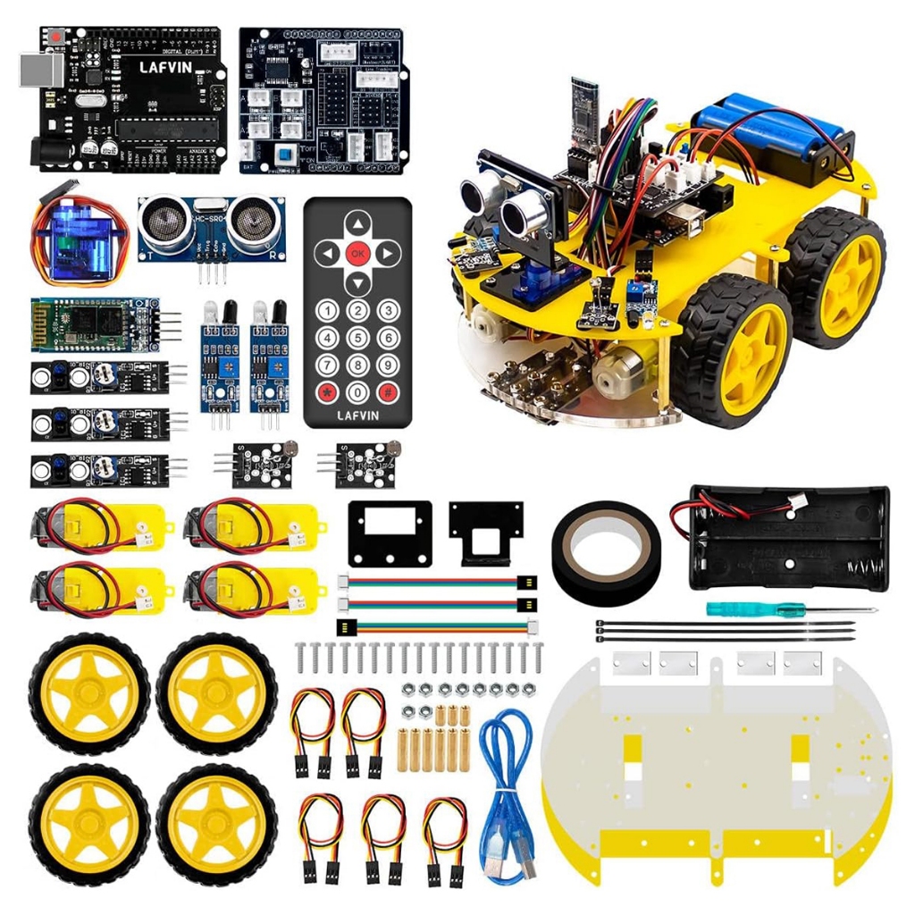 LAFVIN ชุดรถหุ่นยนต์อัจฉริยะ Arduino UNO R3 พร้อมบทเรียน รองรับ บลูทูธ สำหรับการเรียนรู้