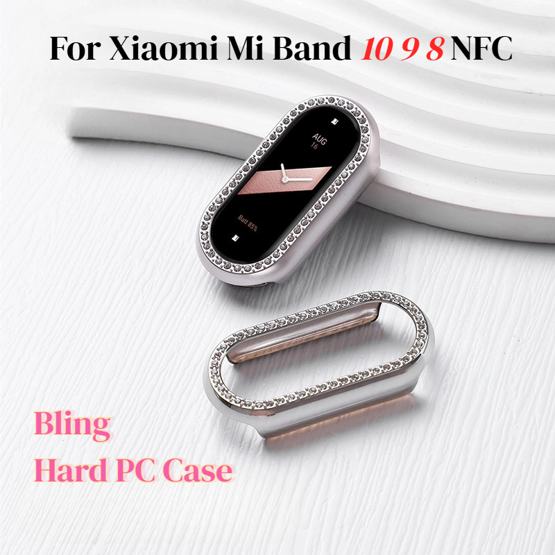 Hard PC สําหรับ Xiaomi Mi Band 10 9 8 กรอบเซรามิคเพชรคริสตัลกันชนสําหรับ Xiaomi Mi Band 10 9 8