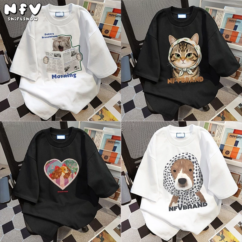 [ส่งด่วนกทม] NFV เสื้อยืดแขนสั้นโอเวอร์ไซซ์ 💕 ลายการ์ตูนน่ารัก ระบายอากาศ ผ้าฝ้าย ใส่สบายฤดูร้อน YG0
