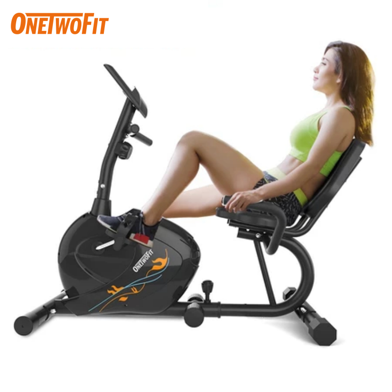 OneTwoFit จักรยานออกกำลังกาย spinning bike เครื่องออกกำลังกาย จักรยานนั่งปั่น ระบบแม่เหล็ก ปรับความต้านทานได้ 8 ระดับ จักรยานเอนปั่น