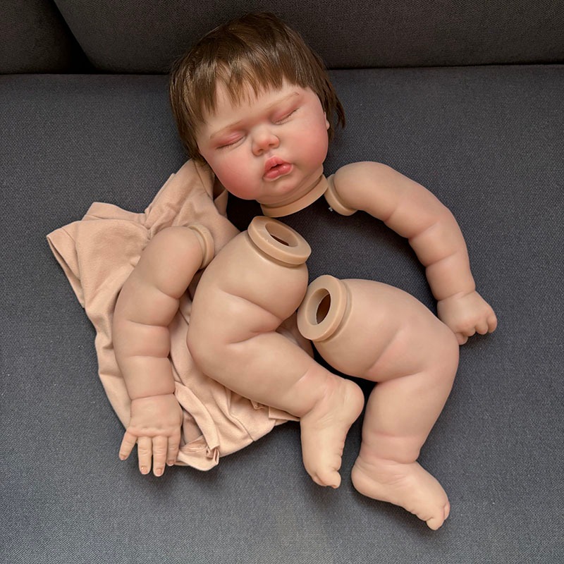 NPK 24Inch Pickle Reborn Doll Kits Multiple Layers Painting Doll Parts Lifelike Soft Touch With  Visible Veins Hand Rooted Hair