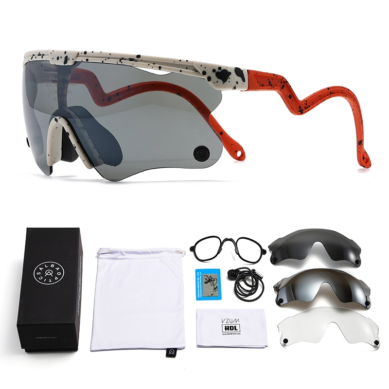 ALBA OPTICS แว่นปั่นจักรยานกันแสงสะท้อนสำหรับผู้ชาย เหมาะสมกับการเล่นกีฬากลางแจ้ง กันลมได้ดี ป้องกัน UV400