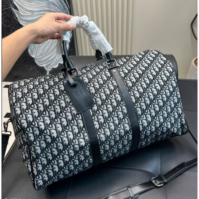 แฟชั่น Di/prada KEEPALL กระเป๋าเดินทาง Canvas ความจุสูง Retro Style กระเป๋าสะพายผู้ชาย