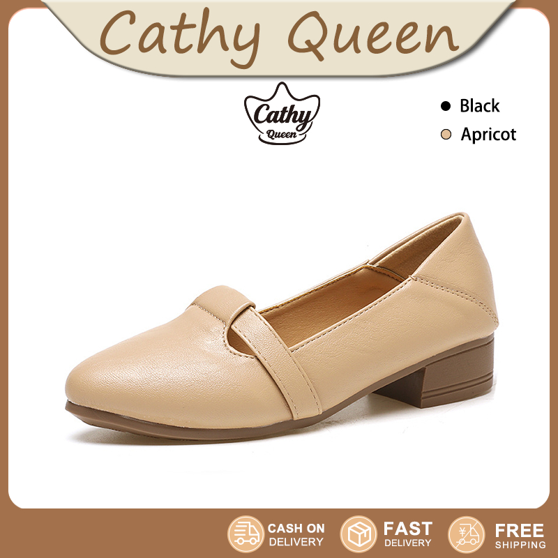 Cathy Queen รองเท้าส้นกลาง 3 ซม. ปลายแหลม ดีไซน์หรูหรา ดูแพง ใส่สบาย เหมาะสำหรับทุกโอกาส