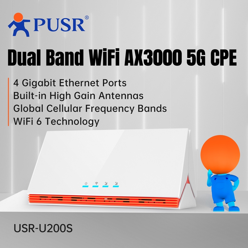 PUSR4G/5G Dual Band WiFi6 AX3000 CPE Router ซิมการ์ดสล็อต Qualcomm IPQ5018 4 * พอร์ต Gigabit FWA U20