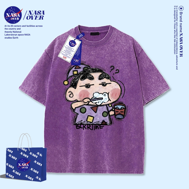 【พร้อมส่ง】🔥NASA ใส่ได้ทั้งชายหญิง ผ้าฝ้ายแท้100% เสื้อ คอกลม แขนสั้น ทรงโอเวอร์ไซส์ เสื้อยืด✨ลายเด็กผู้ชายYG1103