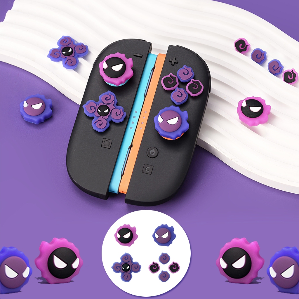ซิลิโคนข้ามปุ่ม D-Pad Caps ซิลิโคน Thumb Grips ชุดสําหรับสวิทช์ 2/ Nintendo Switch / OLED , Gengar