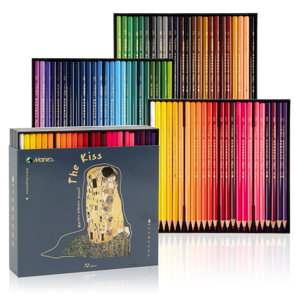 ชุดสี ดินสอสีแท่งน้ำมัน Marie’s 48/72/120/168 สี – สีไม้ ระบายลื่น สีเข้มสด เหมาะสำหรับวาดภาพ อิลลัสเตรชัน จดบันทึก และวาดเล่น