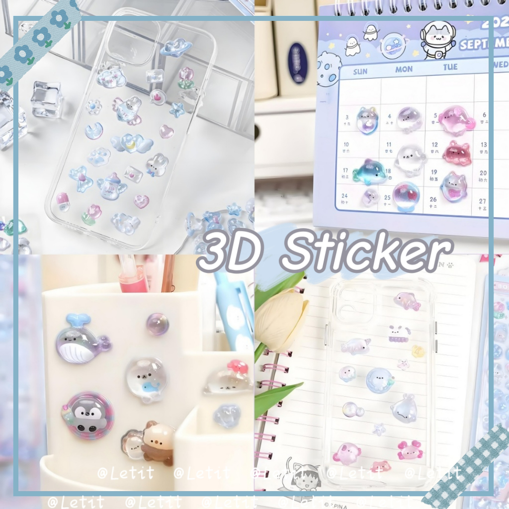 Letit | 3D สติกเกอร์น่ารักการ์ตูน Deco สติกเกอร์ DIY โทรศัพท์กระเป๋าเดินทางรถจักรยานยนต์แล็ปท็อปกระเป๋าเดินทาง Decal สติกเกอร์