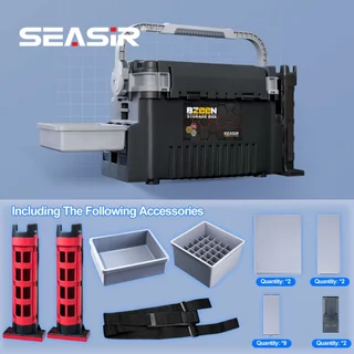 SEASIR Fishing TACKLE กล่องมัลติฟังก์ชั่นหลายชั้นกล่องเครื่องมือความจุขนาดใหญ่การจําแนกฟรีและการจัดเก็บ 2 ที่วางคันเบ็ด 1 ถ้วยเก็บกล่องตกปลากลางแจ้ง