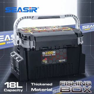SEASIR Fishing TACKLE กล่องมัลติฟังก์ชั่นหลายชั้นกล่องเครื่องมือความจุขนาดใหญ่การจําแนกฟรีและการจัดเก็บ 2 ที่วางคันเบ็ด 1 ถ้วยเก็บกล่องตกปลากลางแจ้ง