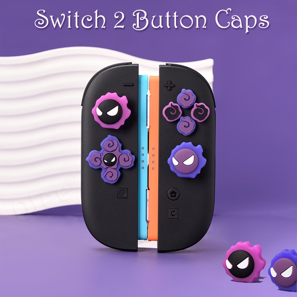 Cross D-Pad ปุ่ม Caps Thumb Grip Caps ชุดสําหรับสวิทช์ 2/Nintendo Switch/ OLED, ABXY ปุ่มปุ่มสติกเกอร์ฝาครอบสําหรับสวิทช์ 2, Gengar