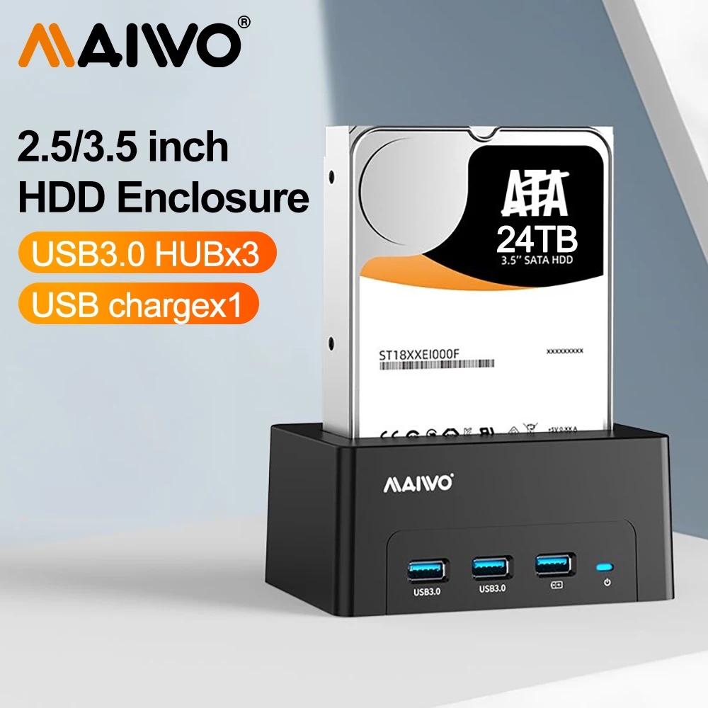 MAIWO Hard Drive Docking Station USB 3.0 ถึง SATA HDD Docking Station สําหรับ 2.5/3.5 นิ้ว SATA HDD 