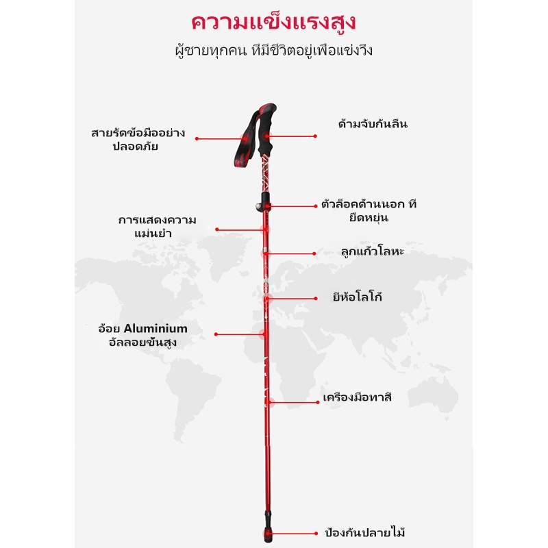 SPORT 125cmเสาปีนเข้ายืดได้ห้าส่วนจากอลูมิเนียม ออกแบบมาเพื่อความสะดวกในการพกพา สไตล์เหมาะสำหรับการเดินทางและการปีนเขา - รูปที่ 7