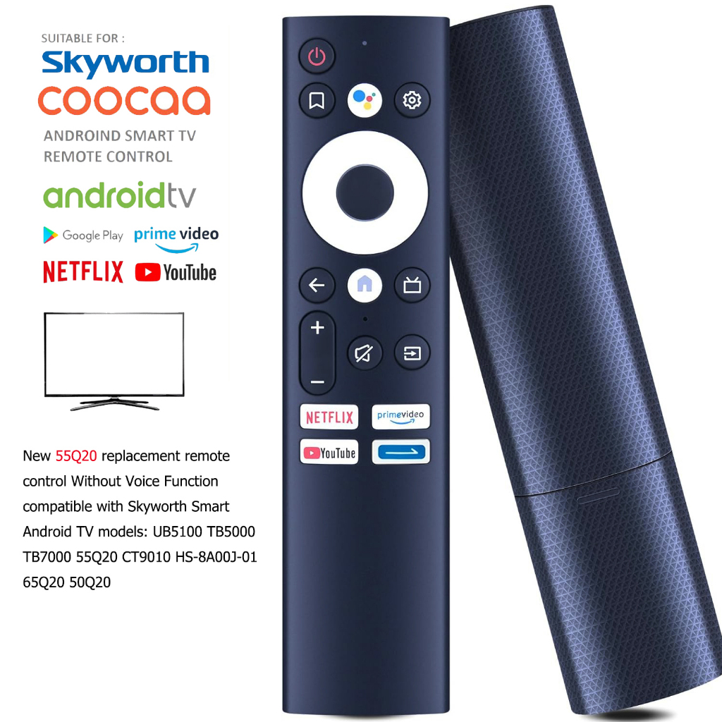 ใหม่ 55Q20 เปลี่ยนรีโมทคอนโทรลสําหรับ Skyworth/Coocaa สมาร์ท Android TV HS-8A00J-01 TB5000 TB7000 UB5100 CT9010 (ไม่มีฟังก์ชั่นเสียง)