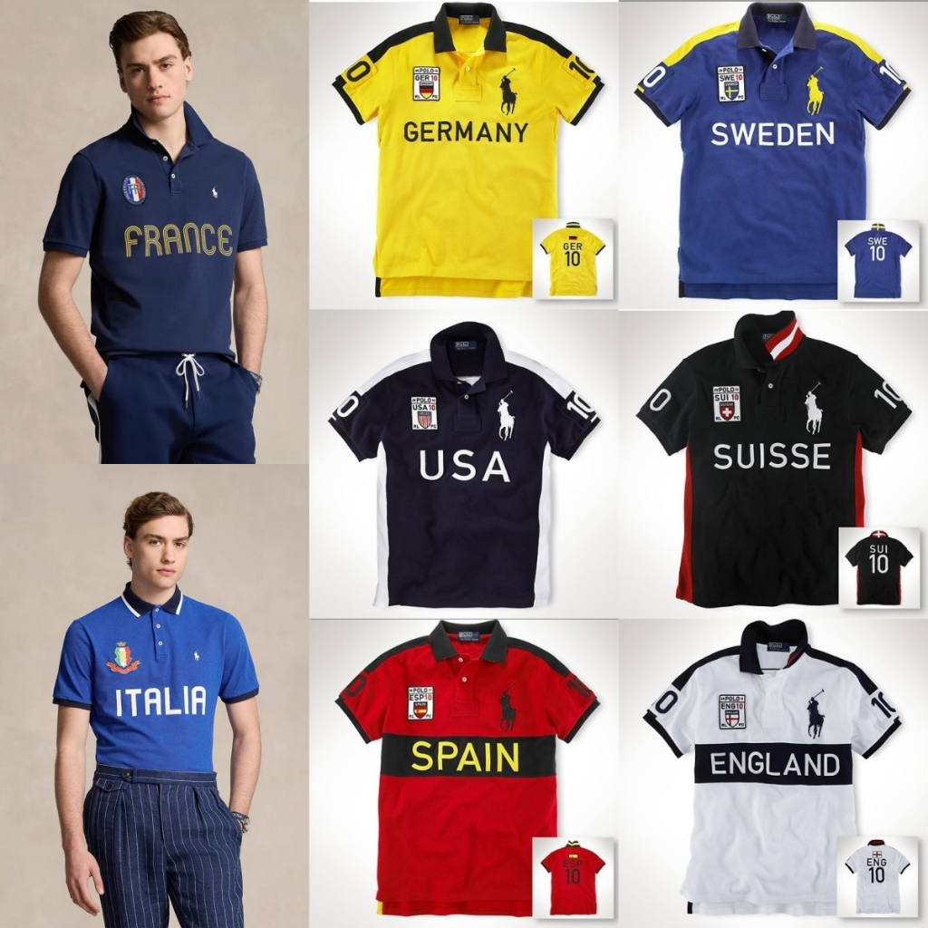 เสื้อยืดลายการ์ตูนโพนี่สําหรับผู้ชาย ร.ล แขนสั้นปกพลิกเสื้อผ้าเย็บปักถักร้อยลําลอง