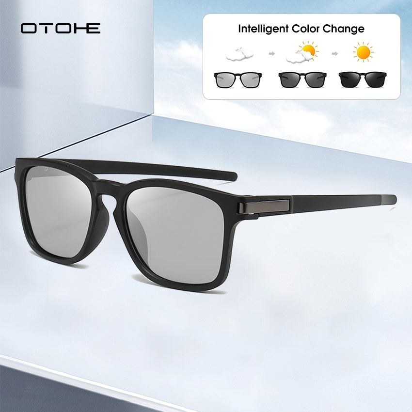 OTOHE แว่นตากันแดดสำหรับผู้ชาย ออกแบบแฟชั่น พลังงานแสงอาทิตย์ป้องกัน UV400 สามารถเปลี่ยนสีได้ ใช้งานขณะขับรถและขี่จักรยาน
