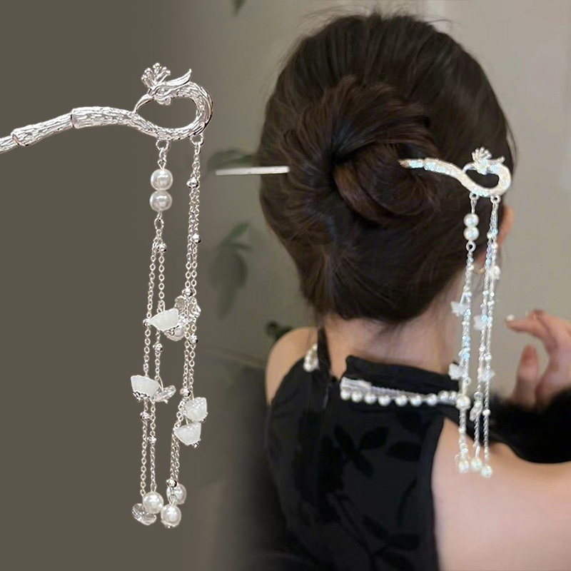 Phoenix พู่สไตล์โบราณ Hanfu Cheongsam Hairpin