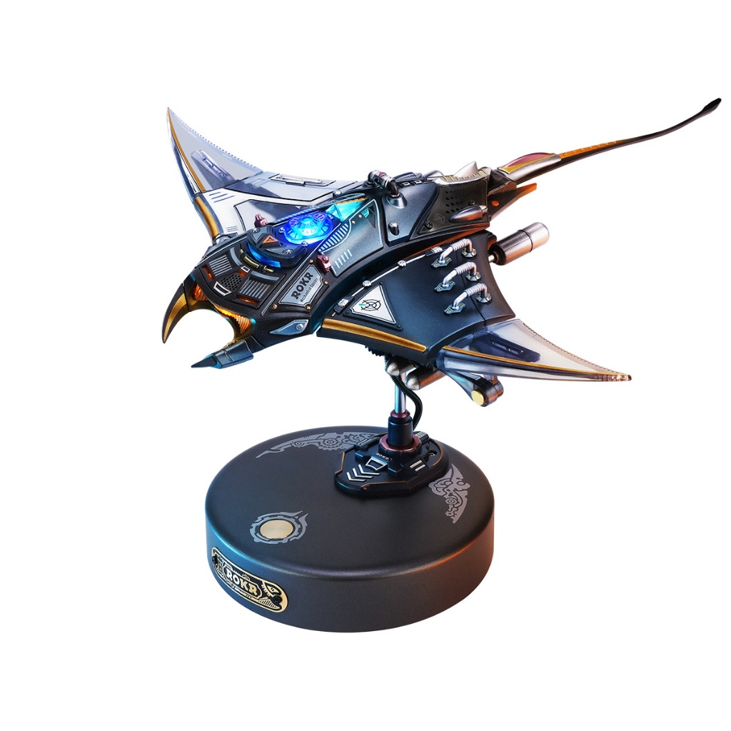 Robotime ROKR 3D Metal Model Kits Puzzle for Adult Kids, Electric Mechanical Toy, Assembly DIY Gift Plastic Craft Hobby for Men (Manta Ray)