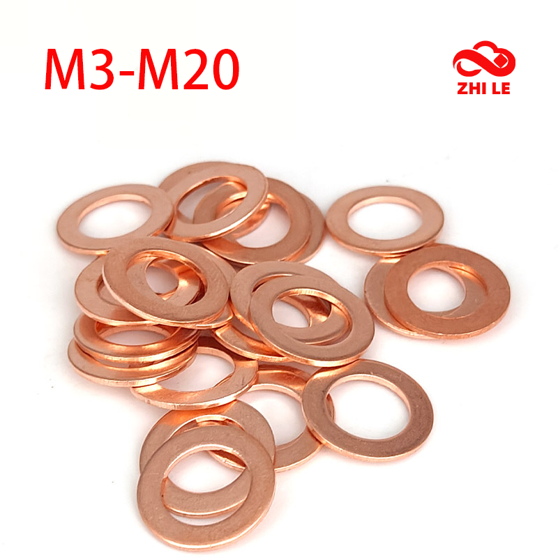 M3-M20 โลหะเครื่องซักผ้าสีแดงทองแดงแบนเครื่องซักผ้าชุดสกรูปะเก็นภายในเครื่องซักผ้าบาง Spacer M4 M5 M6 M8 M10