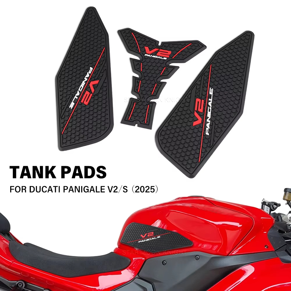 รถจักรยานยนต์ด้านข้าง/ด้านบนถัง Pad สําหรับ Ducati Panigale V2 S V2 V2S 2025 + ยางลื่นสติกเกอร์การใช