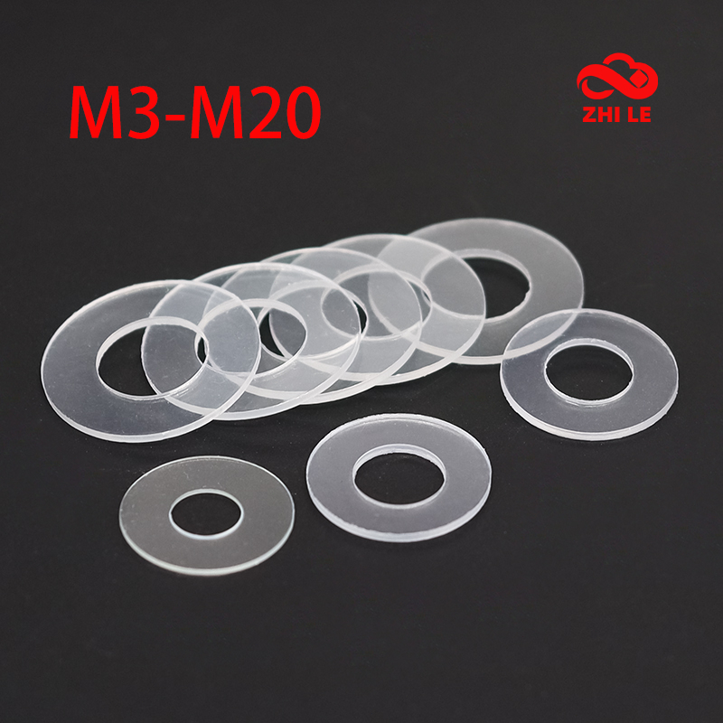 M3-M20 ไนลอนเครื่องซักผ้าโปร่งใสยางแบนชุดเครื่องซักผ้าสกรูปะเก็นภายในเครื่องซักผ้าพลาสติกบาง Spacer M5 M6 M8