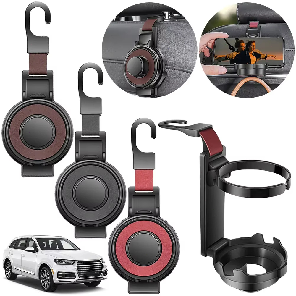 รถที่นั่งพนักพิงศีรษะตะขอ3-ใน-1ที่นั่งกลับตะขอรถยึดรถที่วางแก้วโทรศัพท์มือถือยึดอุปกรณ์ตกแต่งภายในรถยนต์