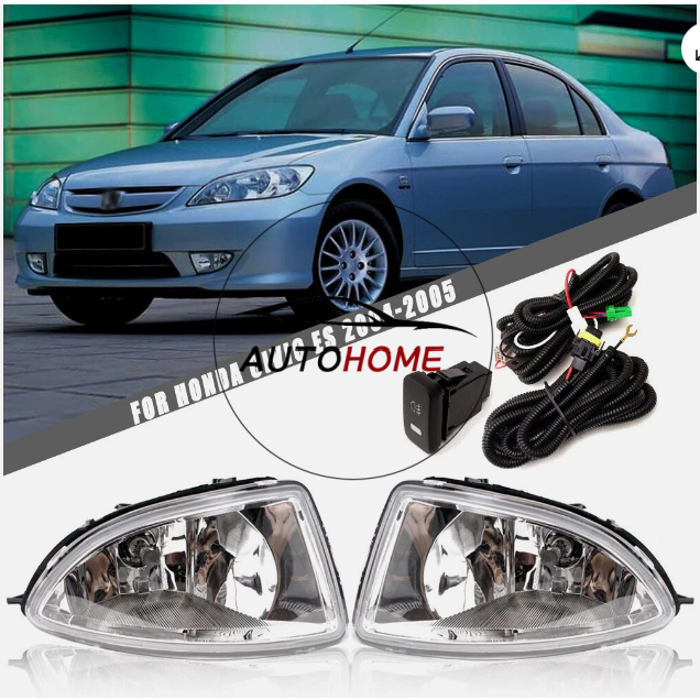 (สต๊อกแน่น)กันชนหน้า ไฟตัดหมอก ไฟตัดหมอก สําหรับ HONDA CIVIC ES 2004 2005 หลอดไฟสปอร์ตพร้อมทูบ