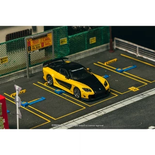 Tarmac Works T64G-075-YE 1/64 Mazda RX-7 VeilSide Fortune7 สีเหลืองสีดํา Diecast Scale รุ่นรถ
